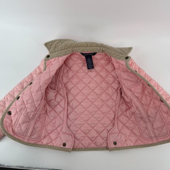Ralph Lauren Jacket Girl 4 Pink Quilted Snap High Neck Casual Travel Outdoor - Picture 5 of 5
